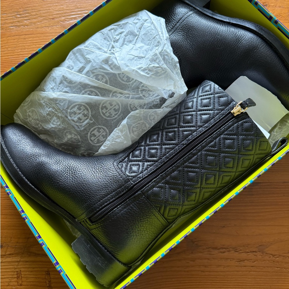 Tory Burch Black Quilted Boots